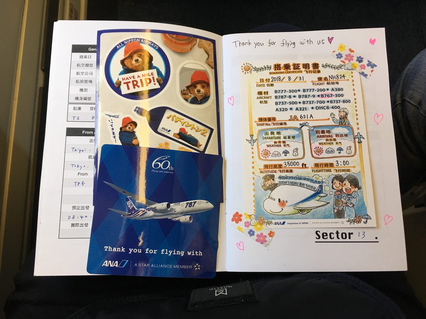 飛行紀錄 ANA全日空 NH824 台北-東京成田 經濟艙紀錄 - 一口冒險 Bitesized Adventure